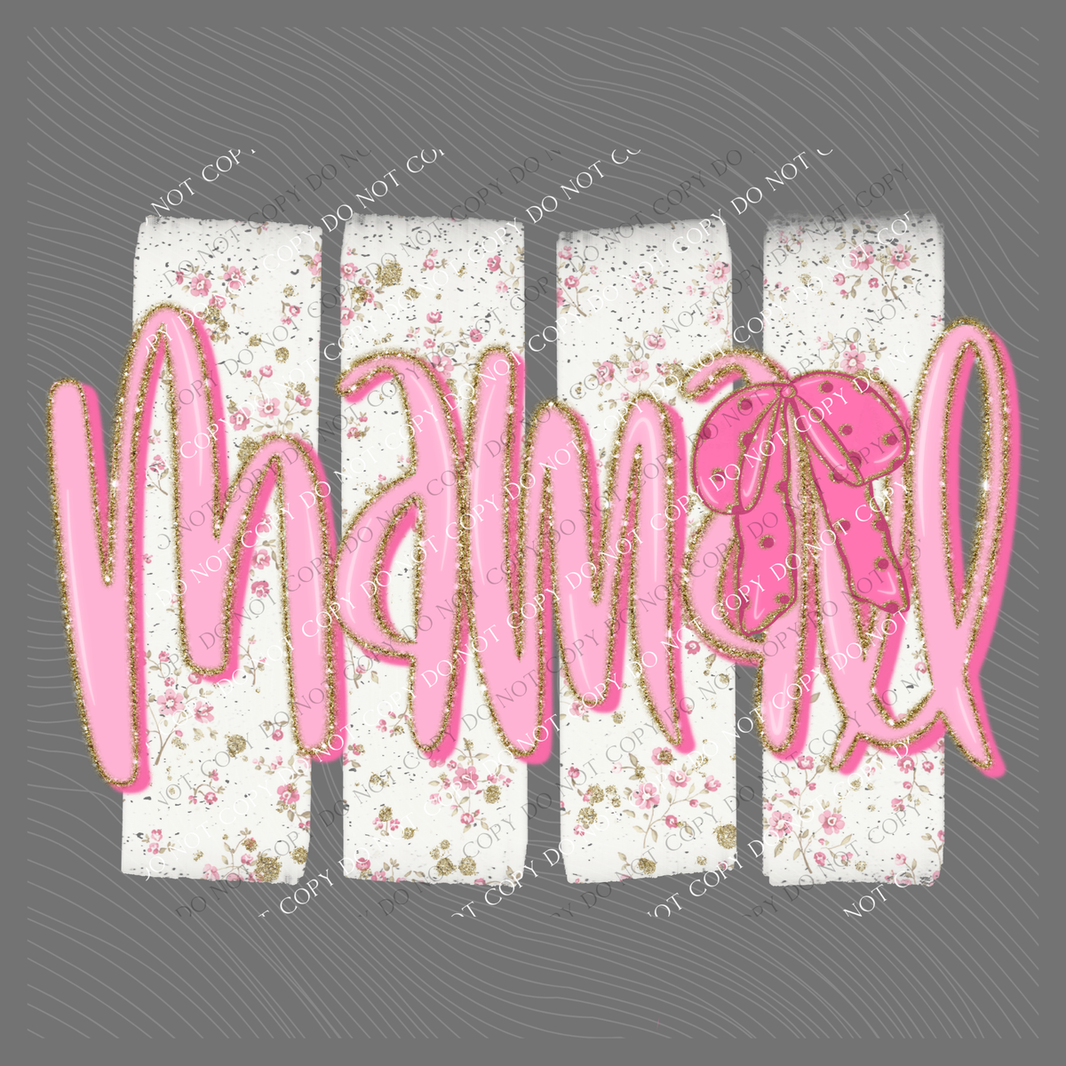 Mamall Floral Distressed Stripes, Glitter & Bow Coquette Digital Design, PNG