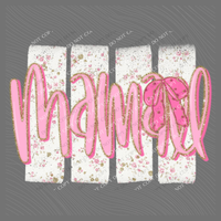 Mamall Floral Distressed Stripes, Glitter & Bow Coquette Digital Design, PNG