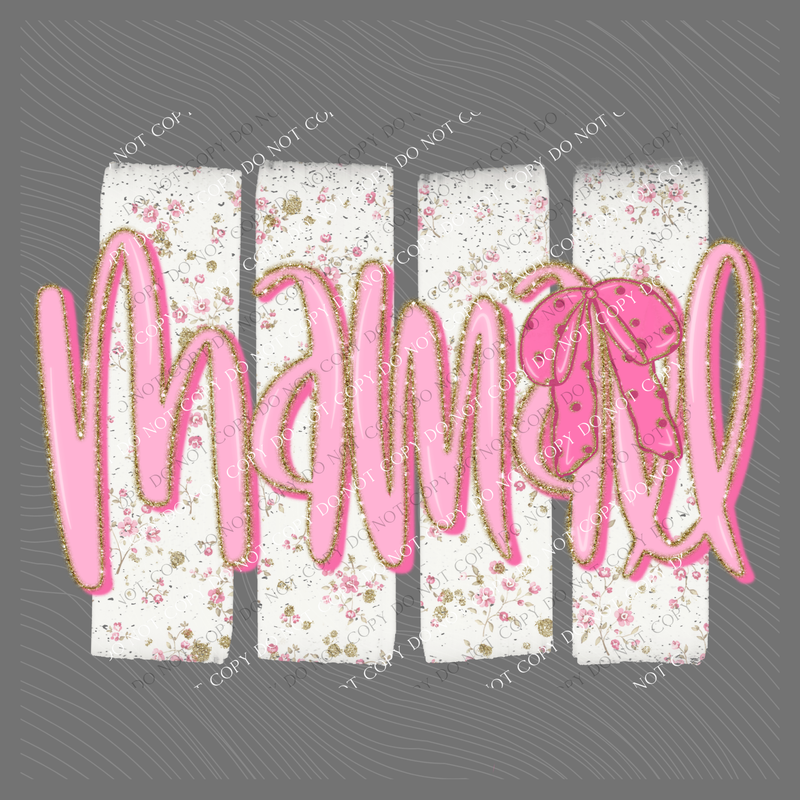 Mamall Floral Distressed Stripes, Glitter & Bow Coquette Digital Design, PNG