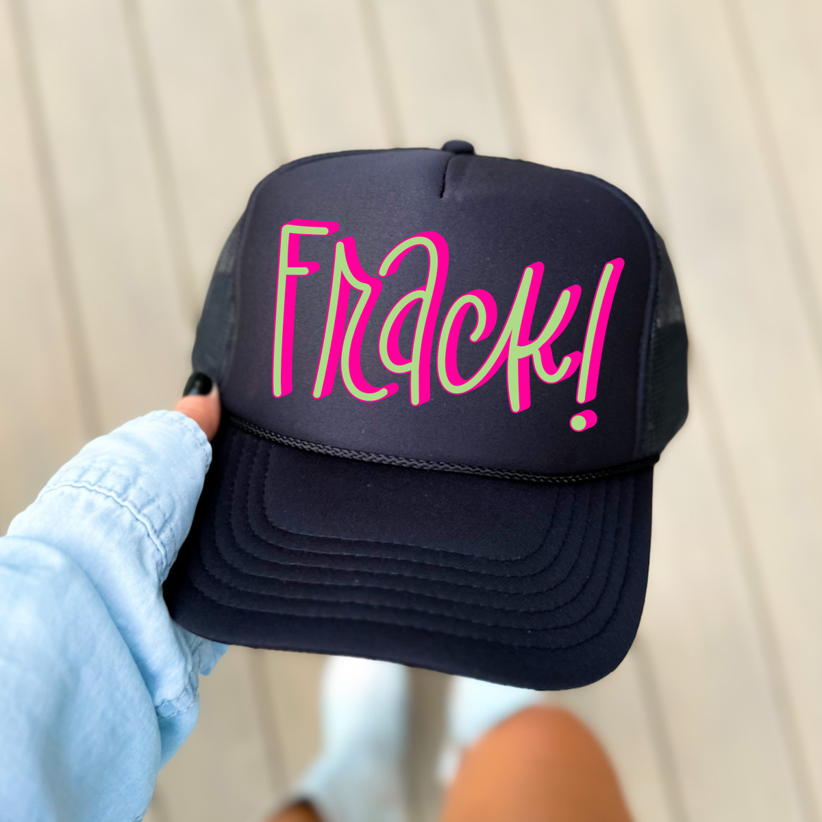 Frack 3D Sassy Script Bright Pink & Green Digital Design, PNG