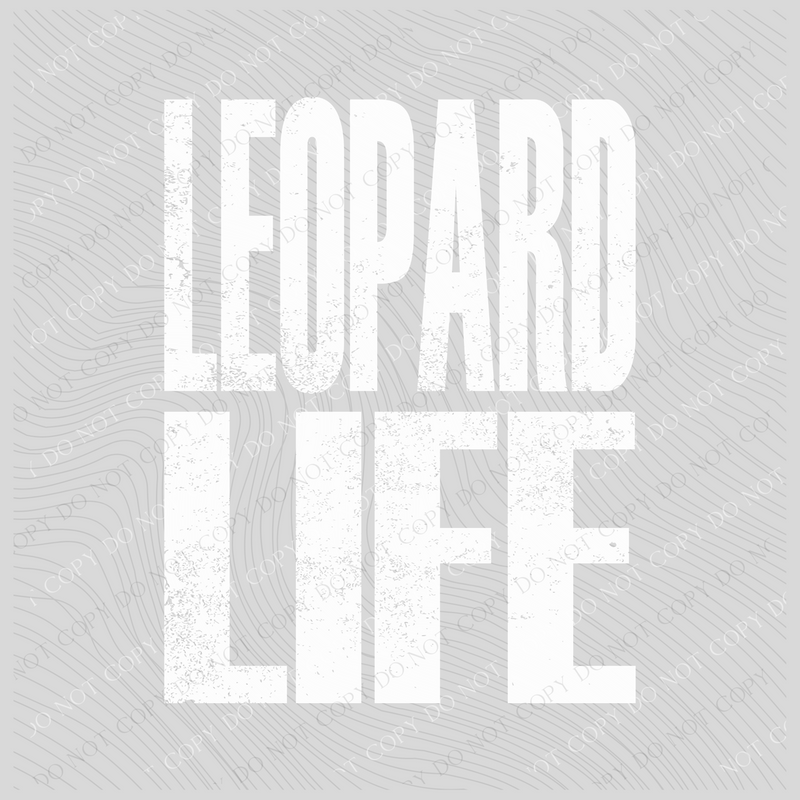 Leopard Life Super Faded Distressed White Digital Design, PNG