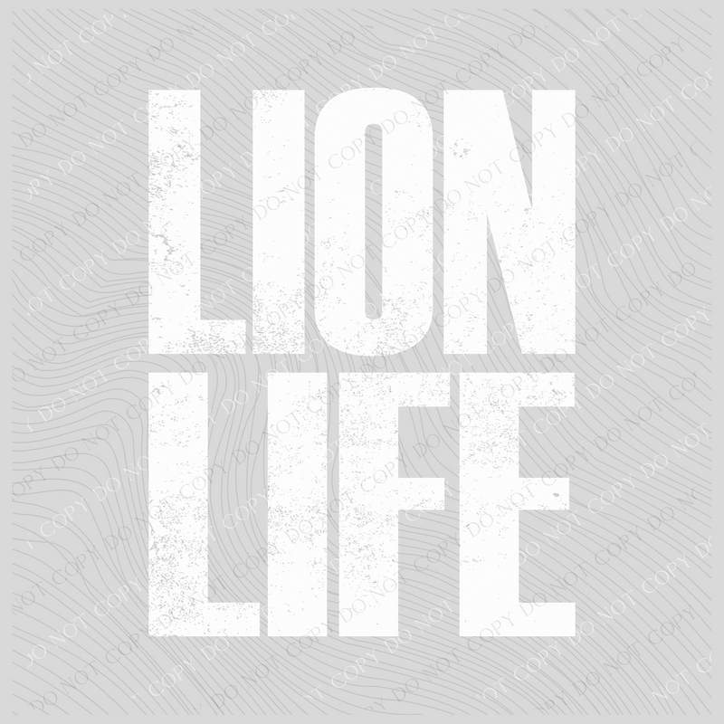 Lion Life Super Faded Distressed White Digital Design, PNG