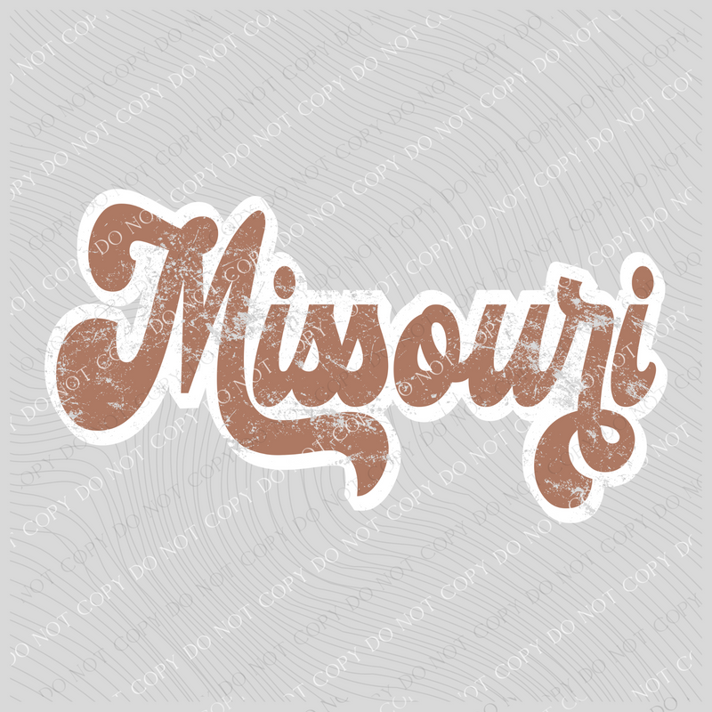 Missouri Chestnut & White Retro Shadow Distressed Digital Download, PNG