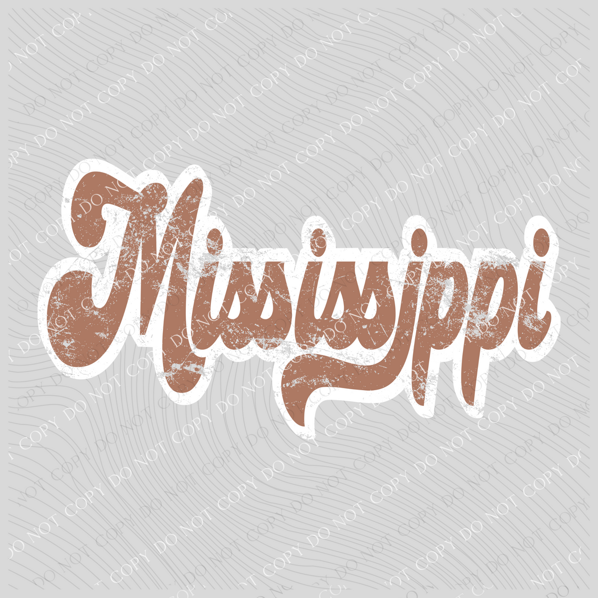 Mississippi Chestnut & White Retro Shadow Distressed Digital Download, PNG