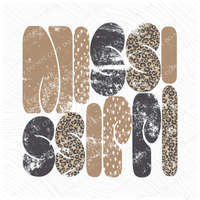 Mississippi Chubby Retro Distressed Leopard print in tones of Tans & Faded Black Digital Design, PNG