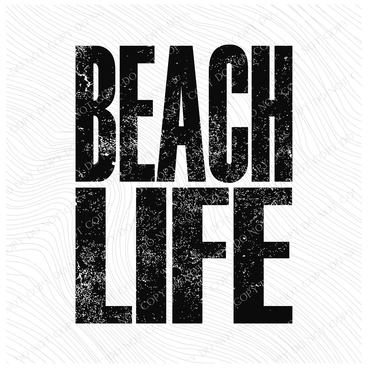 Beach Life Faded Distressed Black Digital Design, PNG