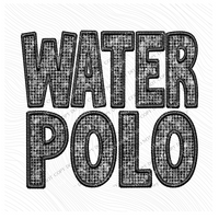 Waterpolo Faux Embroidery Diamonds Bling in Black Digital Design, PNG