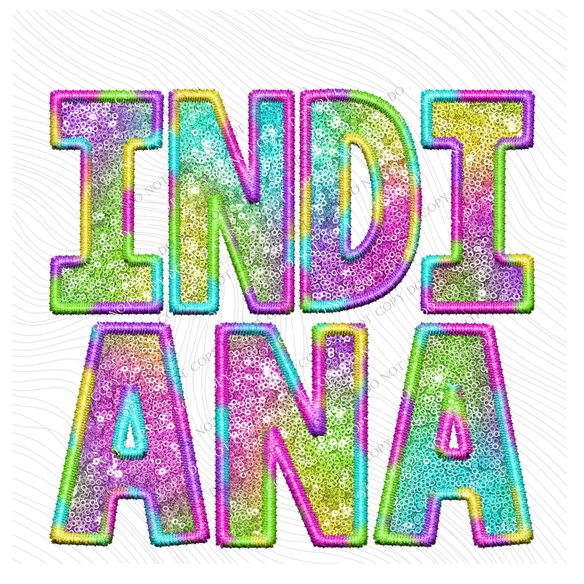 Indiana Faux Embroidery & Sequin in Colorful Fun Tie Dye Digital Download, PNG