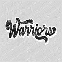 Warriors Vintage Black & White Retro Shadow Distressed Digital Download, PNG
