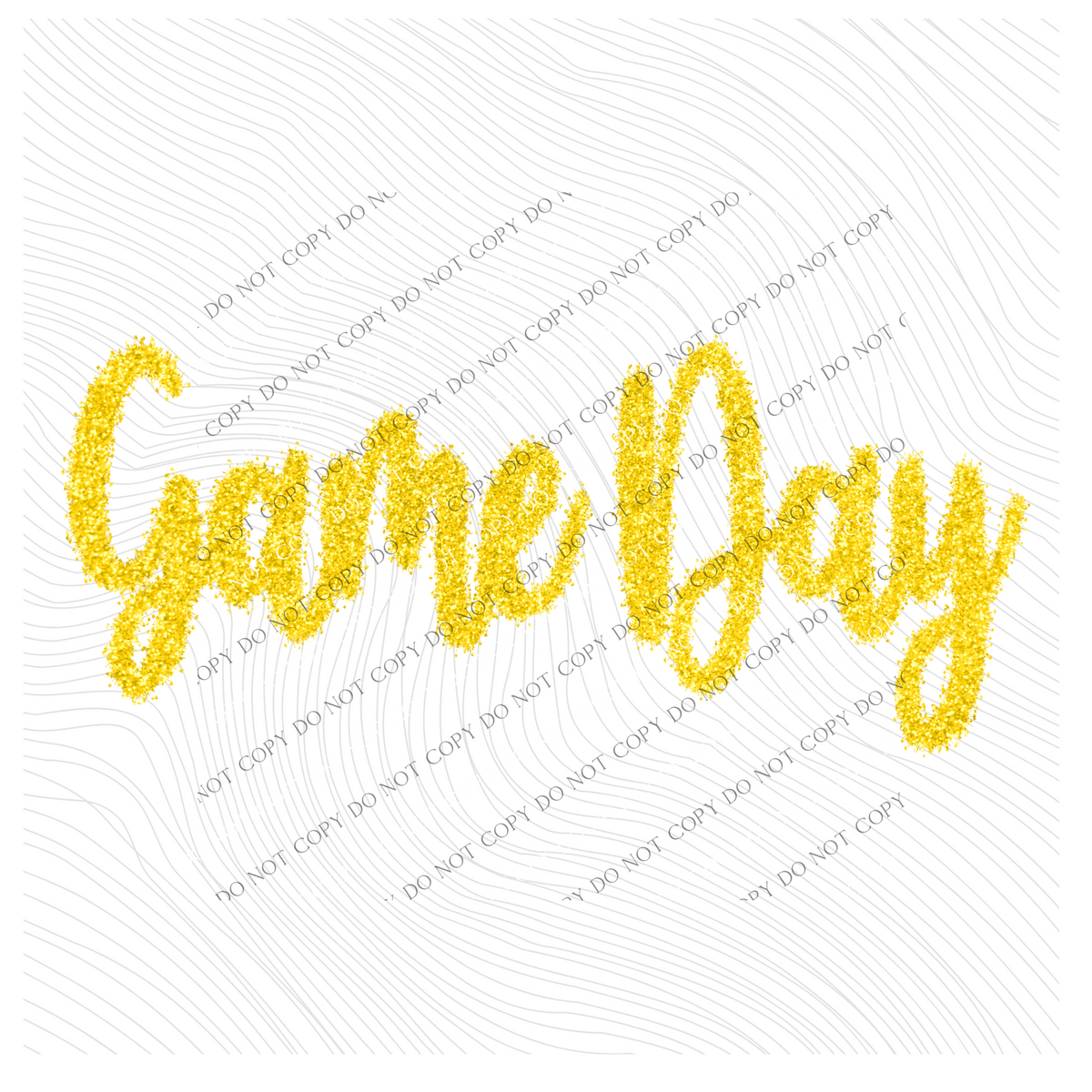 Game Day Tinsel Script Yellow Digital Design, PNG