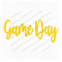 Game Day Tinsel Script Yellow Digital Design, PNG