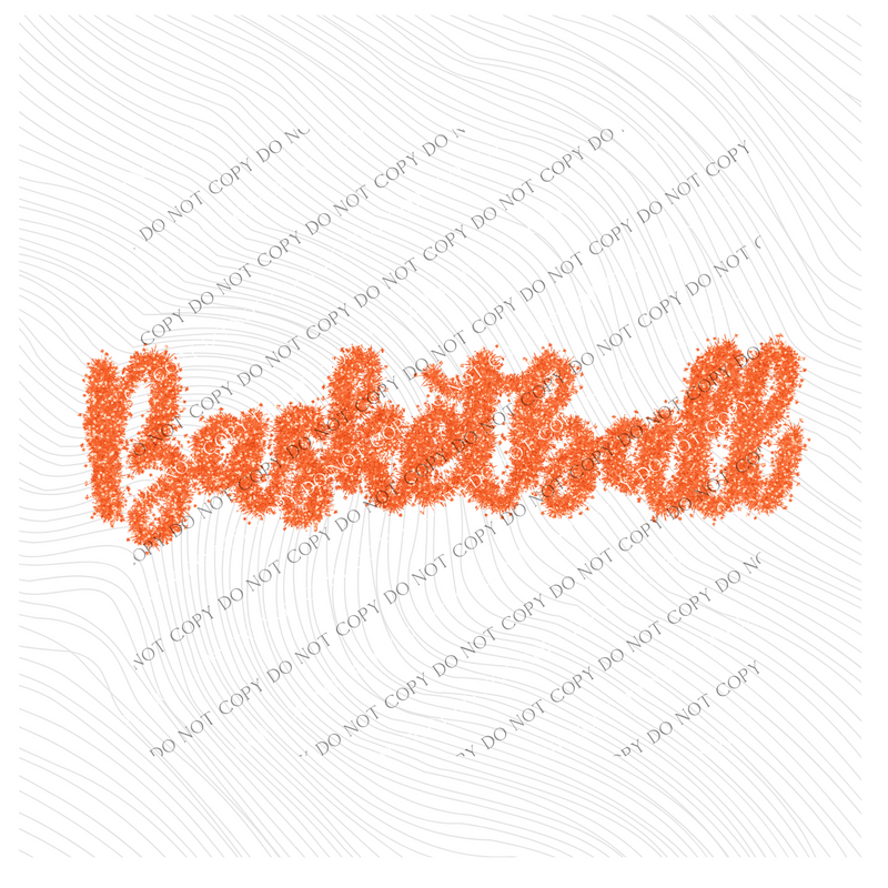 Basketball Tinsel Script Orange Digital Design, PNG