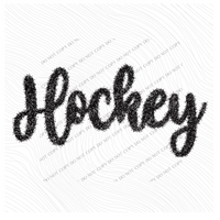 Hockey Tinsel Script Black Digital Design, PNG