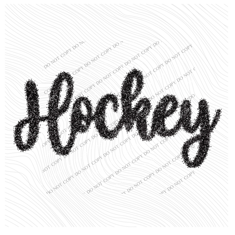 Hockey Tinsel Script Black Digital Design, PNG