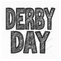 Derby Day Faux Embroidery Diamonds Bling in Black Digital Design, PNG