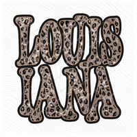 Louisiana Vintage Shadow Outline in Faux Sequin Leopard Digital Design, PNG Only
