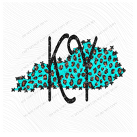 KY Kentucky Turquoise Marbled Effect Leopard Glitter in Turquoise & Black Digital Download, PNG