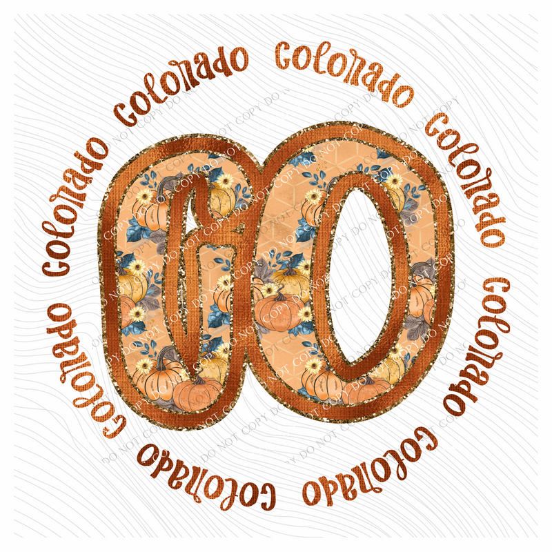 CO Colorado Glitter Foil Pumpkins Circle Fall Digial Design, PNG