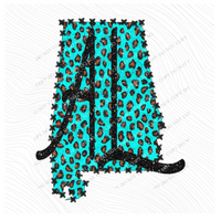 AL Alabama Turquoise Marbled Effect Leopard Glitter in Turquoise & Black Digital Download, PNG
