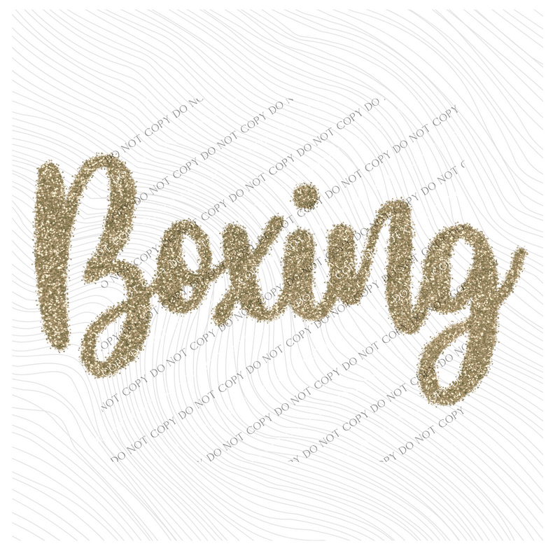 Boxing Tinsel Script Gold Digital Design, PNG