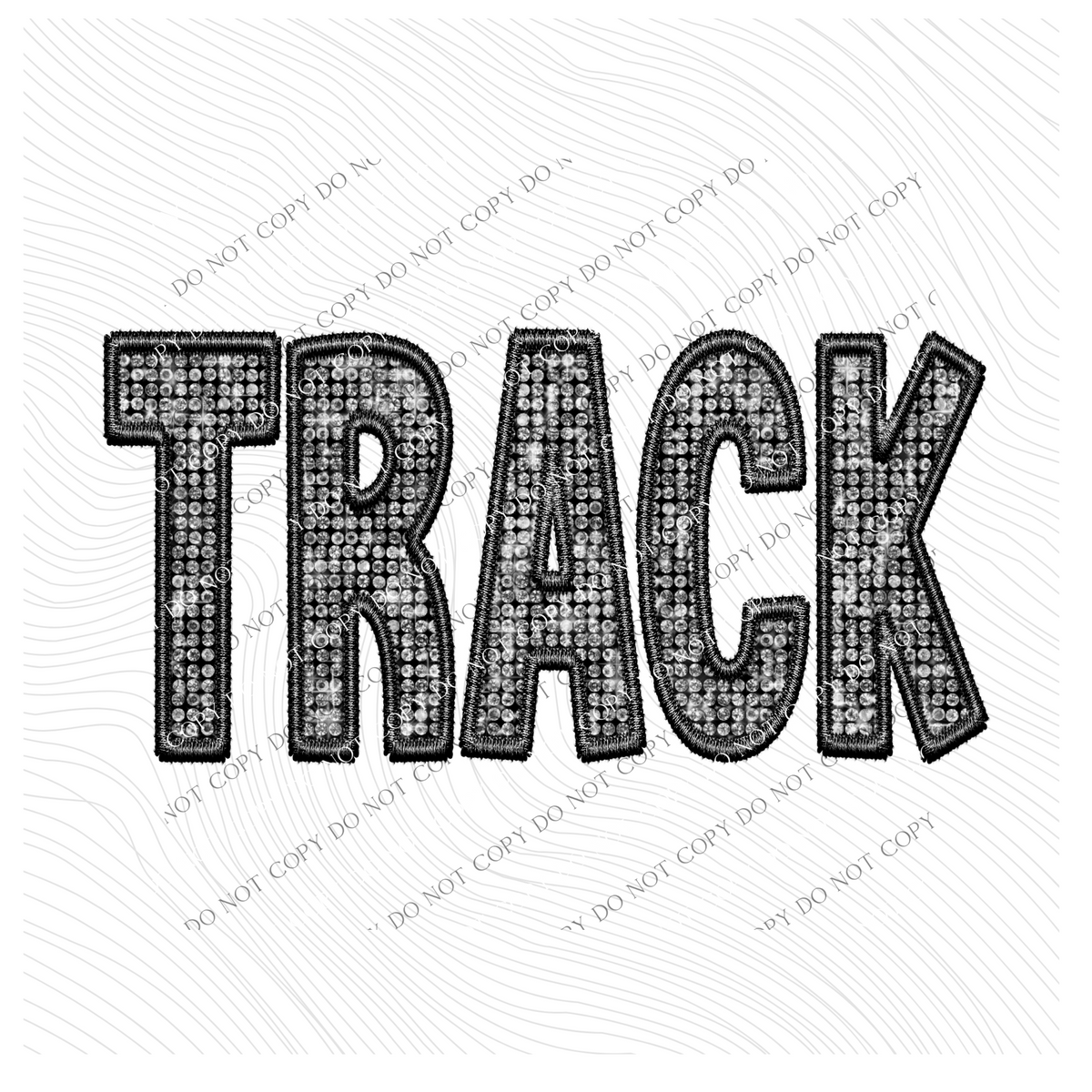 Track Faux Embroidery Diamonds Bling in Black Digital Design, PNG
