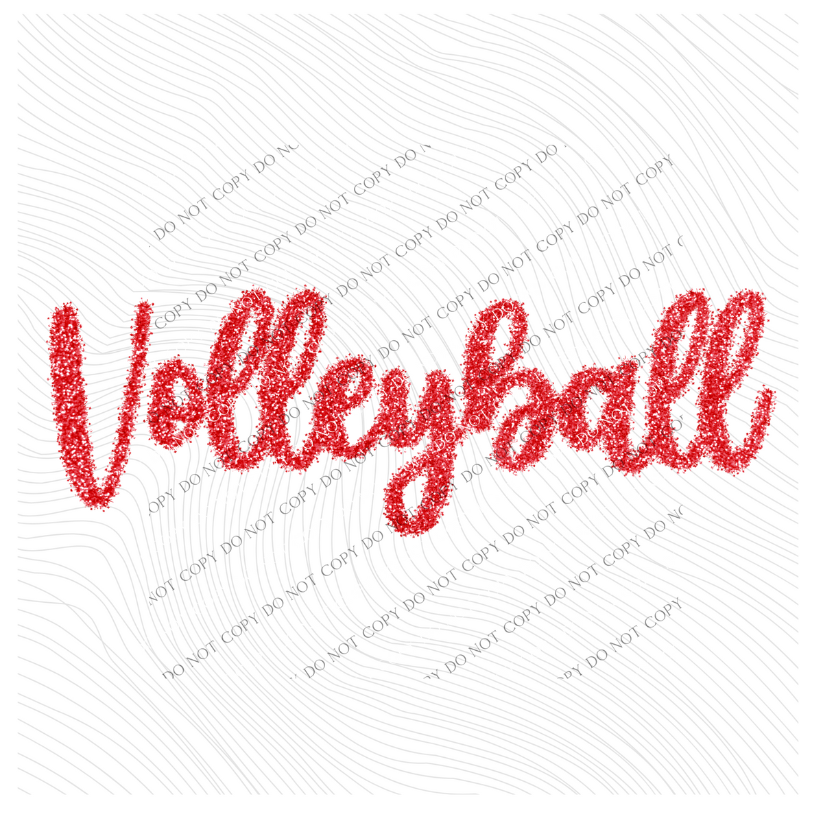 Volleyball Tinsel Script Red Digital Design, PNG