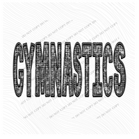 Gymnastics Faux Embroidery Diamonds Bling in Black Digital Design, PNG