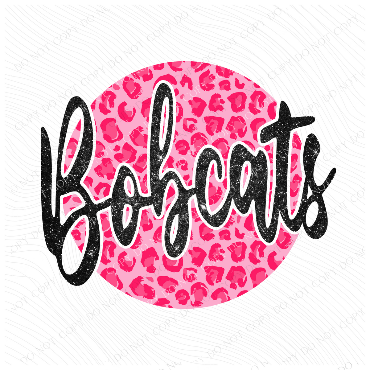 Bobcats Pink Leopard Glitter Circle Cutout Digital Design, PNG