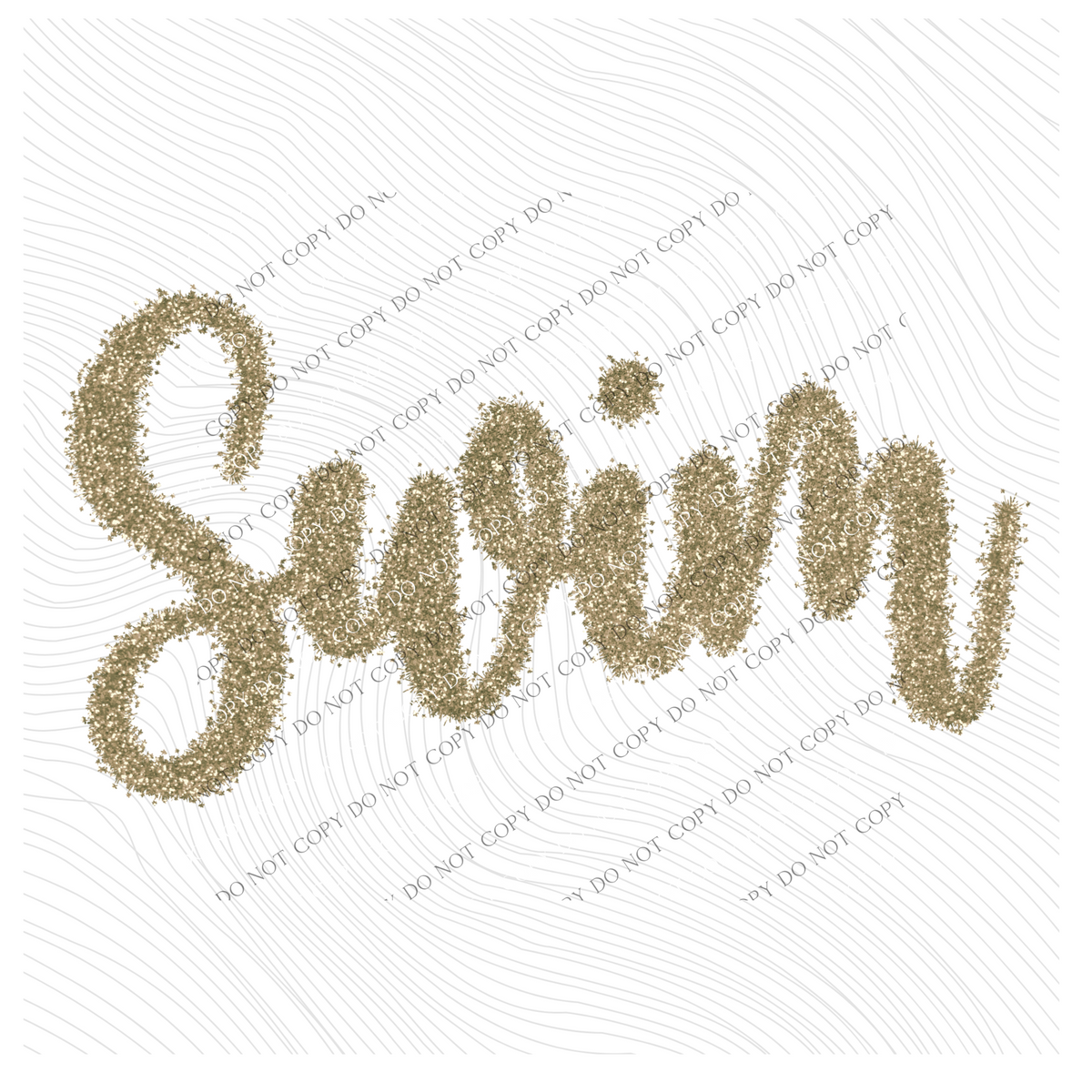 Swim Tinsel Script Gold Digital Design, PNG
