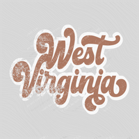 West Virginia Chestnut & White Retro Shadow Distressed Digital Download, PNG