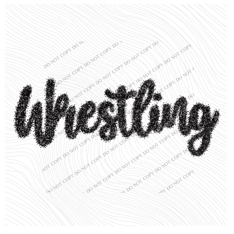 Wrestling Tinsel Script Black Digital Design, PNG