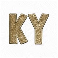 KY Kentucky Embroidery Sequin Digital Design in Gold, PNG