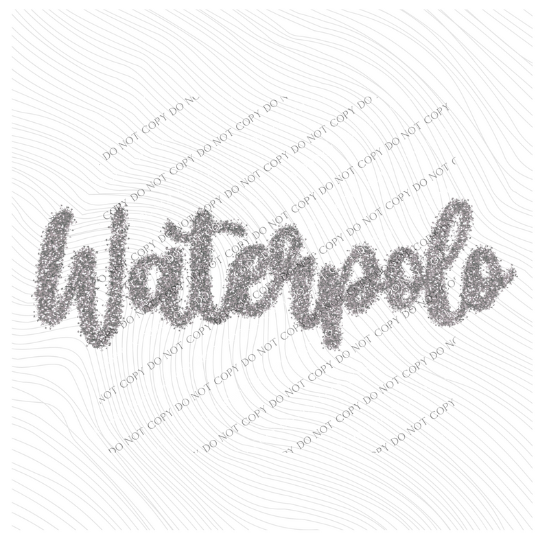 Waterpolo Tinsel Script Silver Digital Design, PNG