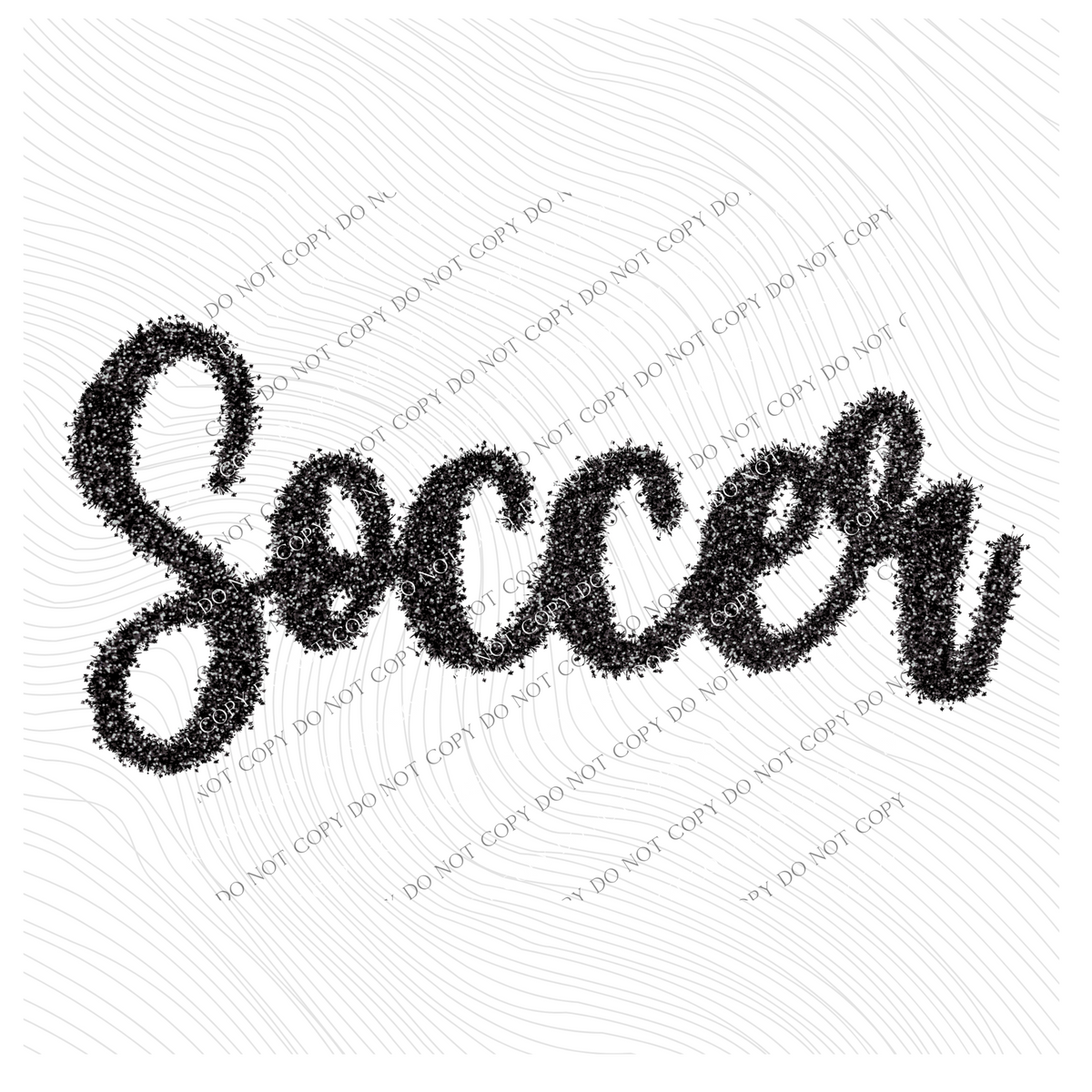 Soccer Tinsel Script Black Digital Design, PNG