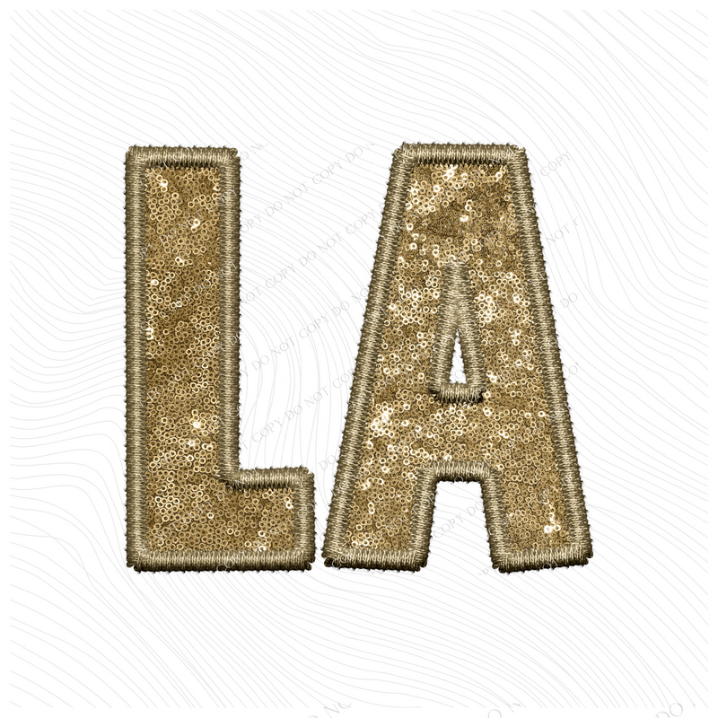 LA Louisiana Embroidery Sequin Digital Design in Gold, PNG