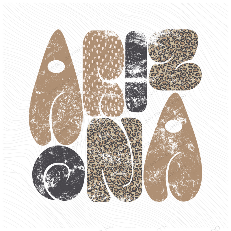 Arizona Chubby Retro Distressed Leopard print in tones of Tans & Faded Black Digital Design, PNG