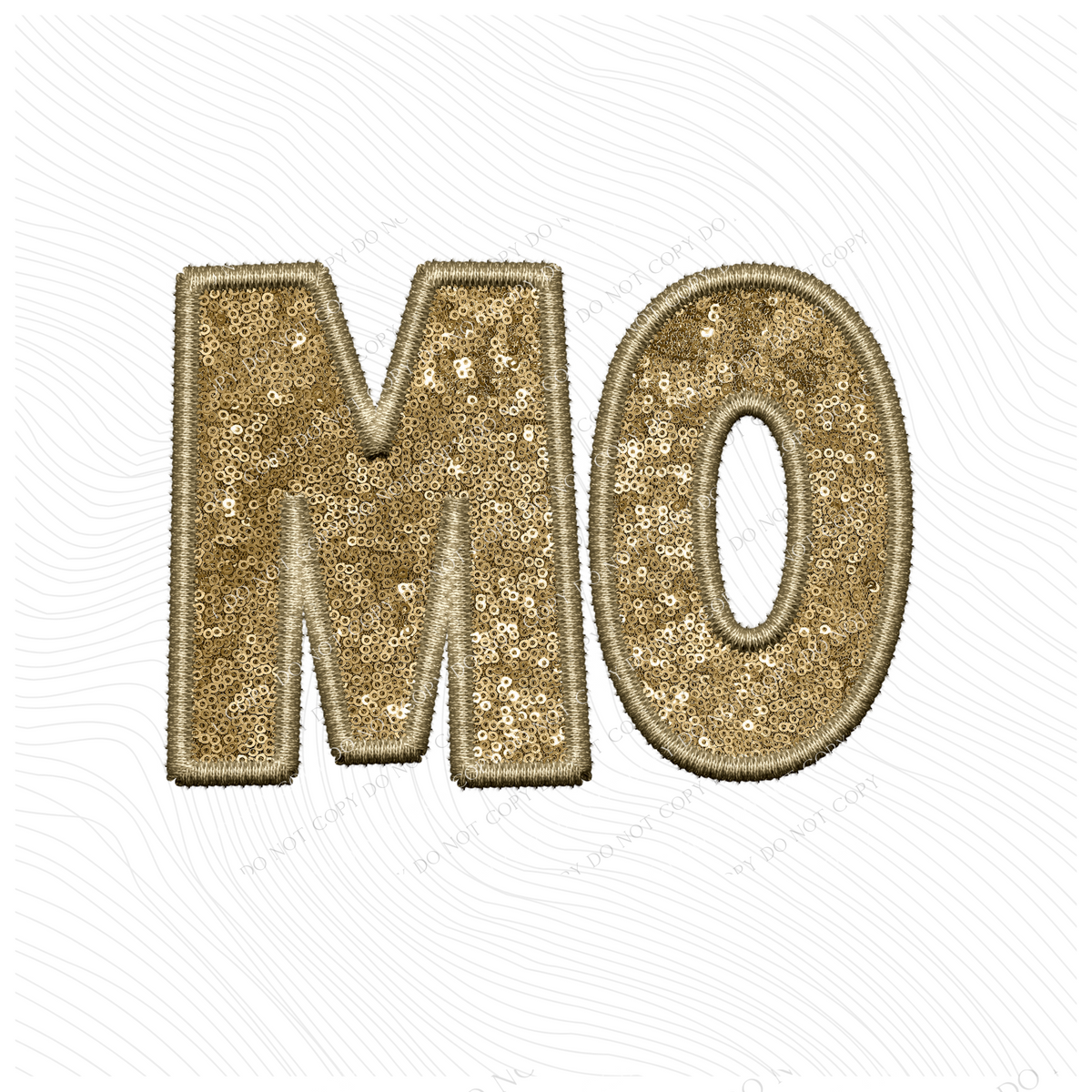 MO Missouri Embroidery Sequin Digital Design in Gold, PNG