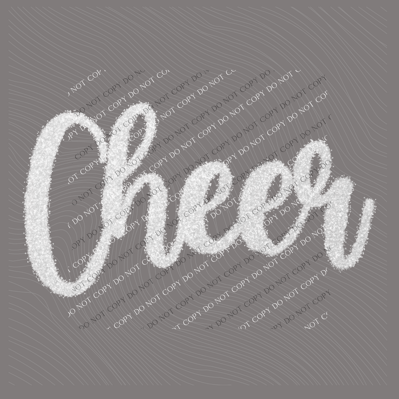 Cheer Tinsel Script White Digital Design, PNG
