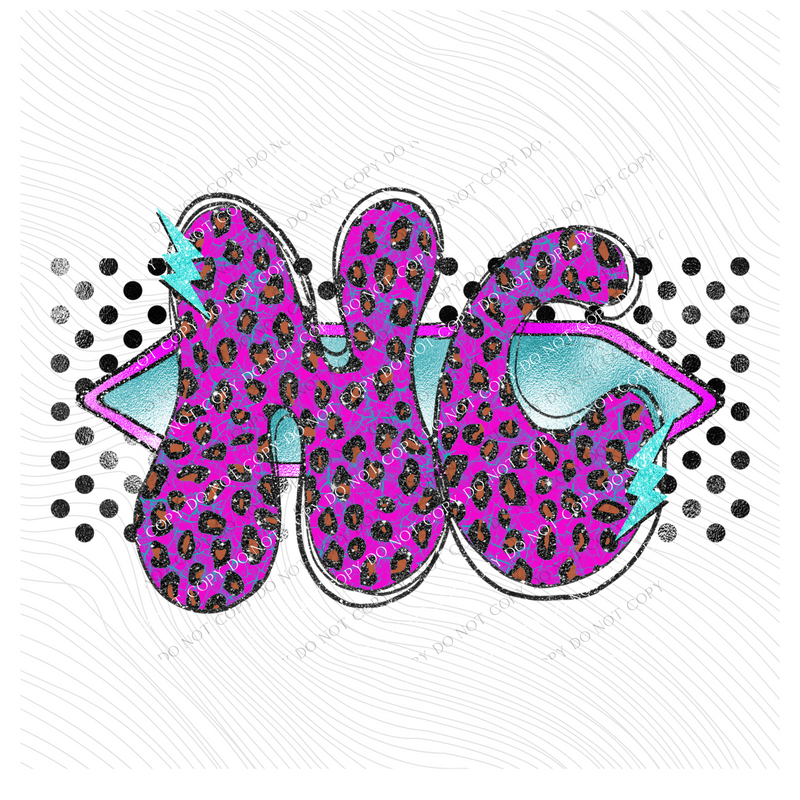 North Carolina Vintage Mermaid Cracked Marbled Leopard with Black Glitter and Foil in Bright Purple, Pinks & Turquoise Digital Design, PNG