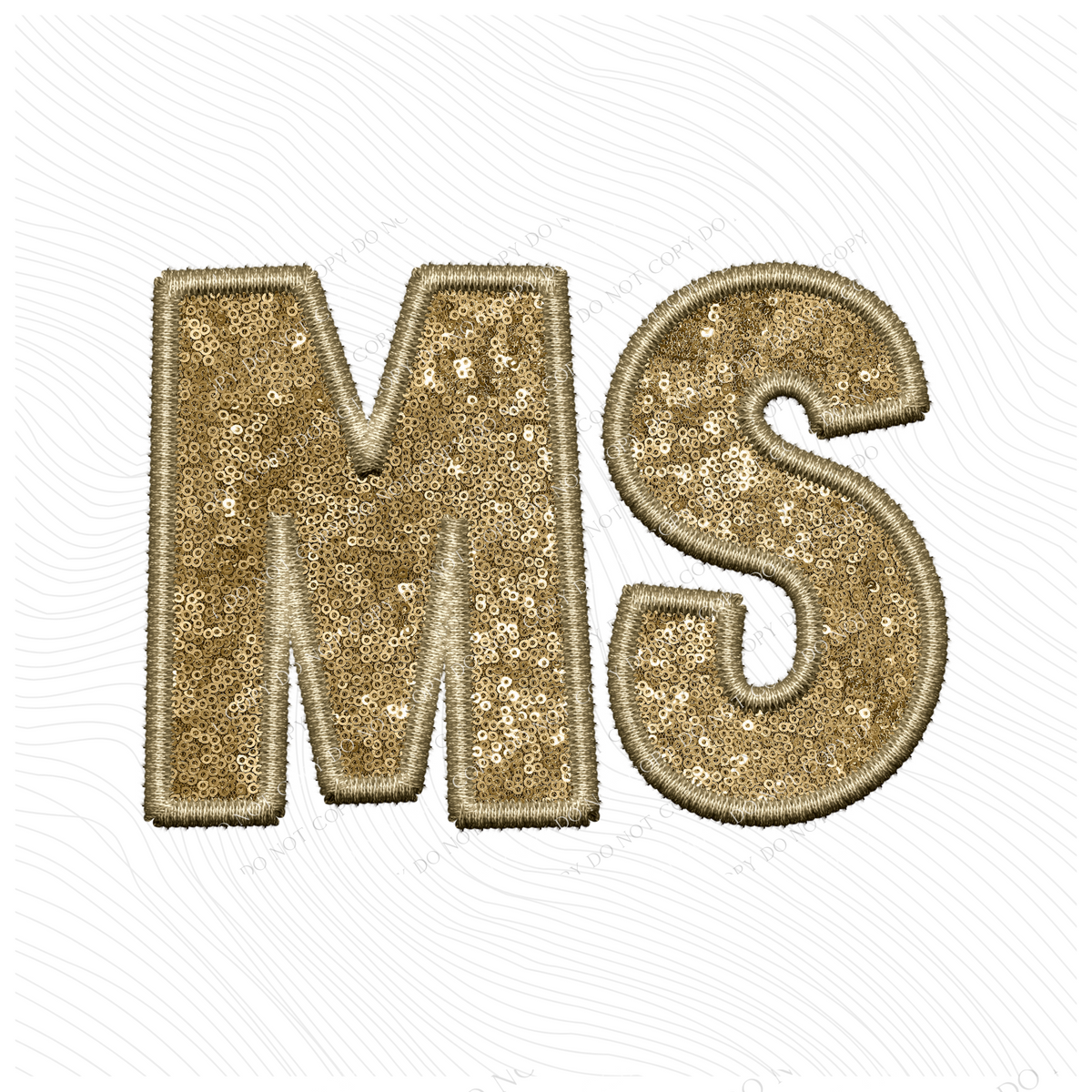 MS Mississippi Embroidery Sequin Digital Design in Gold, PNG