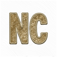 NC North Carolina Embroidery Sequin Digital Design in Gold, PNG