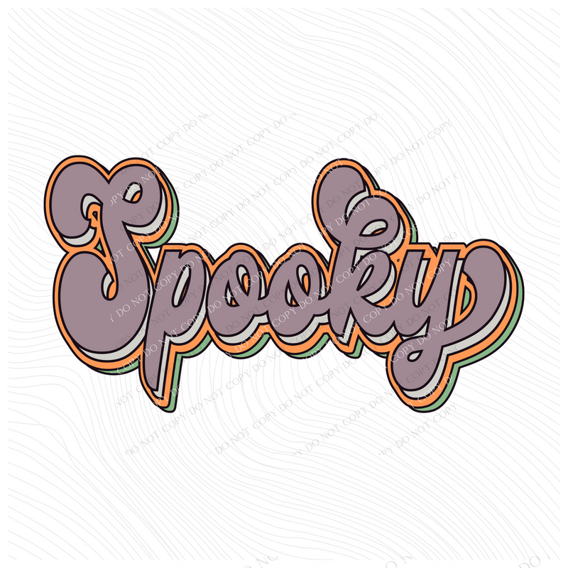 Spooky Retro Multi Shadow Digital Design PNG in Warm Halloween Tones, Digital Download