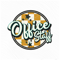 Office Staff Mustard Checkered Circle with Stars School Digital Design, PNG