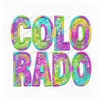 Colorado Faux Embroidery & Sequin in Colorful Fun Tie Dye Digital Download, PNG