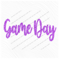 Game Day Tinsel Script Bright Purple Digital Design, PNG