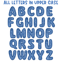Blue Embroidery Glitter Alphabet Set | PNG files Alphabet Letters, Digital Art, PNG Only