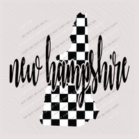 New Hampshire Checkered State Black/White Digital Design, PNG