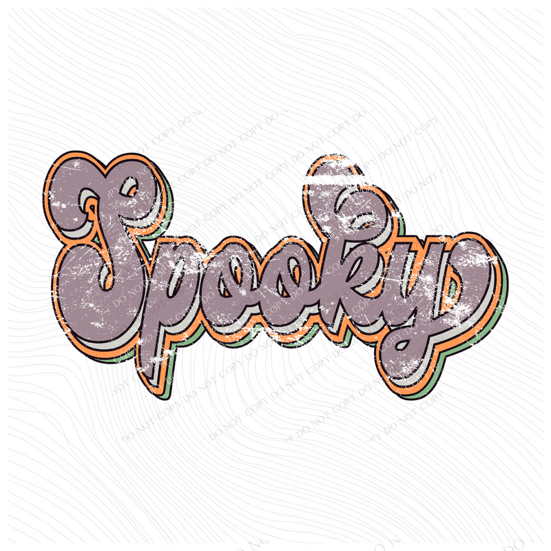 Spooky Retro Multi Shadow Distressed Digital Design PNG in Warm Halloween Tones, Digital Download