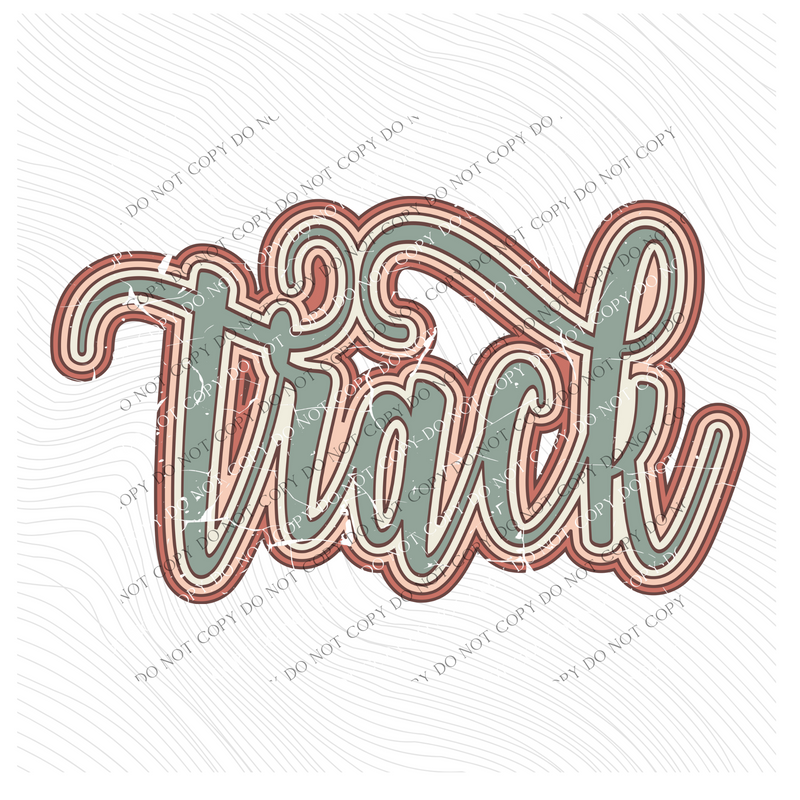 Track Boho Scroll Stacked Distressed in Muted Boho Colors Digital Design, PNG Only