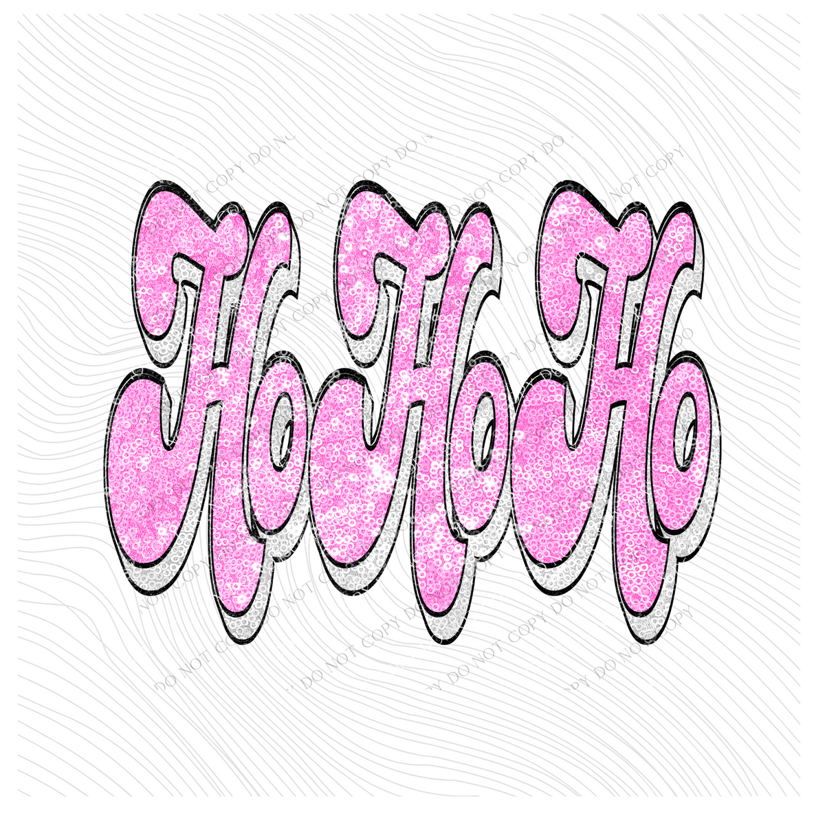 Ho Ho Ho Faux Sequin Retro Shadow Pink & White Christmas Digital Download, PNG